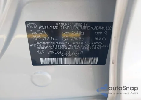 2020 Hyundai Elantra Sel from USA, damaged, VIN 5NPD84LF2LH508091